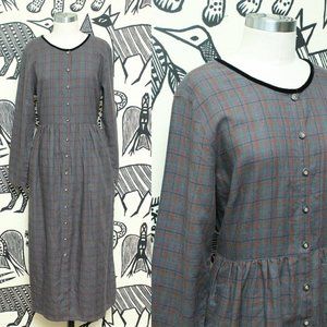 90s Eddie Bauer Long Sleeve Dress Grunge Plaid